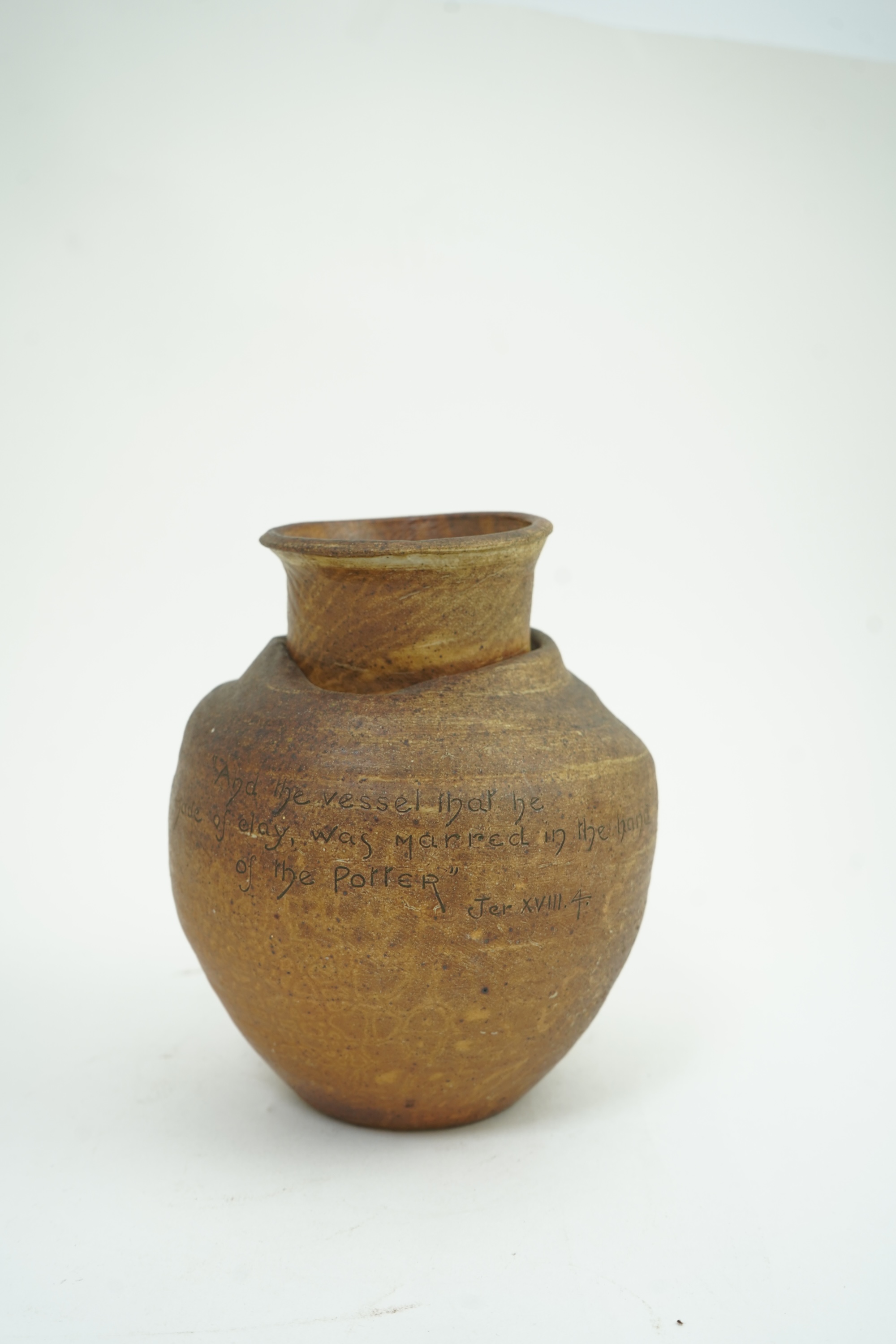 Martin Brothers: A stoneware 'marred' vase with collapsed neck